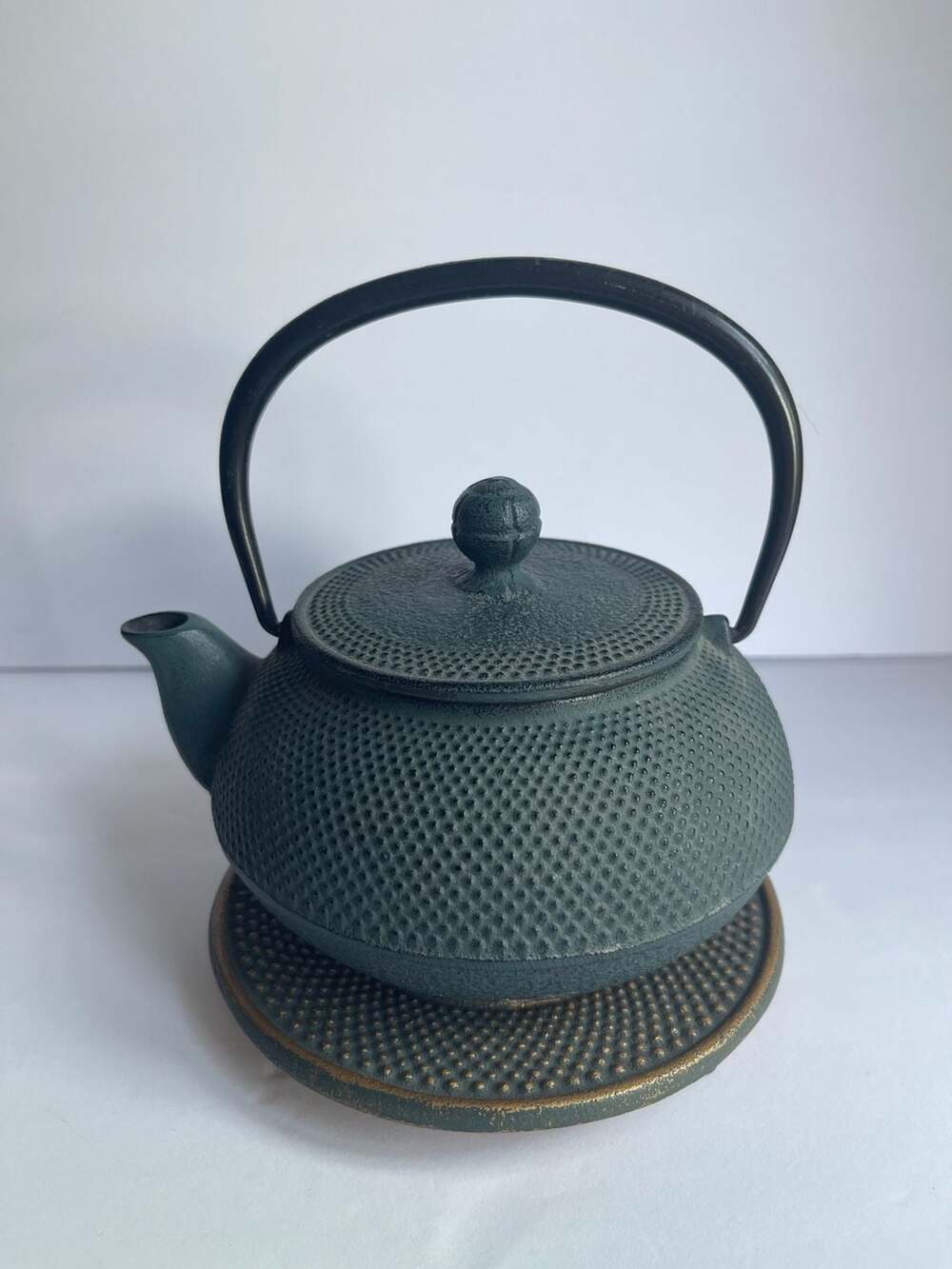 Japanese Cast Iron Arare Tetsubin Teapot with Trivet and Infuser